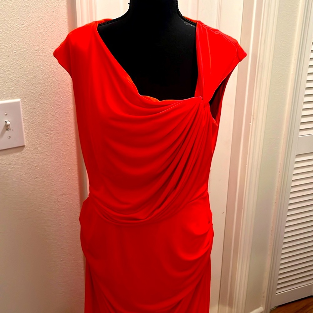 New York & Company orange toga style dress
